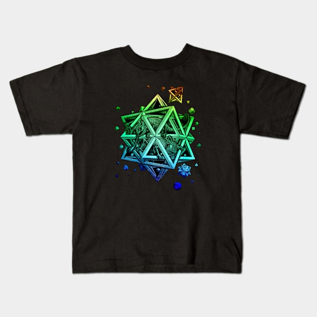 Reptile on the polyhedron gradient color Kids T-Shirt by Dürer Design